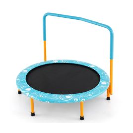 Child's Folding Outdoor Trampoline with Padded Edge Cover and Full Covered Handle-Orange