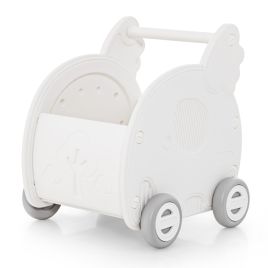 Baby Walker - Baby Walker Push Toy 4-Wheel Toddler Toy Cart Elephant Shape-White