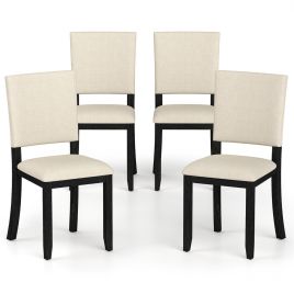Upholstered Dining Chairs Set of 4 with Soft Padded Seat and Solid Wood Frame