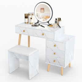 Vanity Desk Makeup Vanity Set with Removable Mirror-White