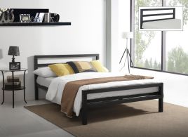 Double Bed - CITRANO 4ft6 Metal Bed Charcoal Black