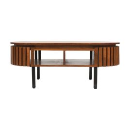 Classic Design Slatted Mango Wood Rectangular Coffee Table - Walnut