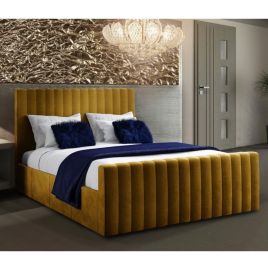 Keesa Plush Velvet Bed - Mustard in 5 Sizes