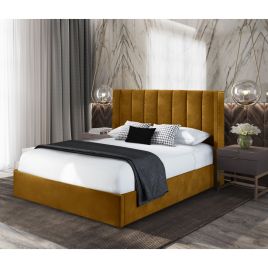 Marilynn Plush Velvet Bed - Mustard in 5 Sizes