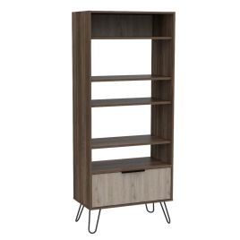 Nevada Display Bookcase with Door - Smoked Oak