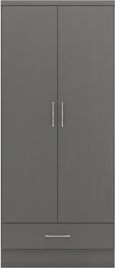 Wardrobe - NEWBIGGIN 2 Door Wardrobe 3D Effect Grey 78cm