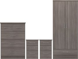 Wardrobe Set - NEWBIGGIN 2 Door Bedroom Set Black Wood Grain 78cm