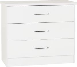 NEWBIGGIN White Chest of Drawers - Medium-sized, 3 Drawers