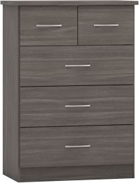 NEWBIGGIN IV Black Chest of Drawers - Medium-sized, 5 Drawers