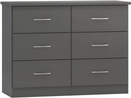 NEWBIGGIN VII Grey Chest of Drawers - Large-sized, 6 Drawers