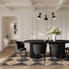 NUVEN Velvet Dining Chairs Set of 2 - Black