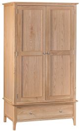 Wardrobe - NEESHAM 2 Door Wardrobe Light Oak 110cm