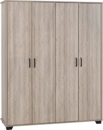 Wardrobe - OLDBURY 4 Door Wardrobe Light Oak Effect 153cm