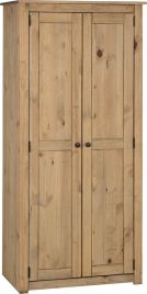 Wardrobe - PRESTON 2 Door Wardrobe Natural Wax 80cm