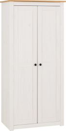 Wardrobe - PRESTON 2 Door Wardrobe White Natural Wax 80cm