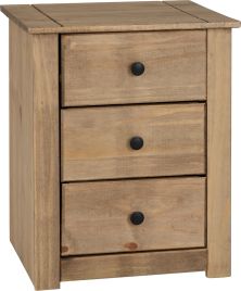Panama 3 Drawer Bedside - Natural Wax