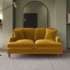 PAYTON Velvet 2 Seater Sofa - Mustard