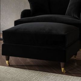 PAYTON Velvet Large Footstool - Black