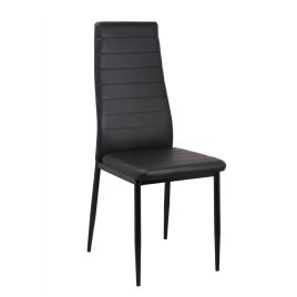 Telluride Elegance Collection Set of 6 Leather Effect Dining Chairs in Black PU Black Legs