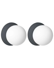 EBBERDON Metal Set of 2 Wall Lamps - Black
