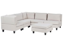 5 Seater Right Hand Modular Fabric Corner Sofa with Ottomane Light Beige UNSTAD