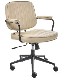 LAMBERLEIGH Faux Leather Office Desk Chair - Beige