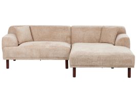 Left Hand Fabric Corner Sofa Beige HOLT