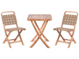 YETFORD Wood Garden Bistro Set Folding - Brown