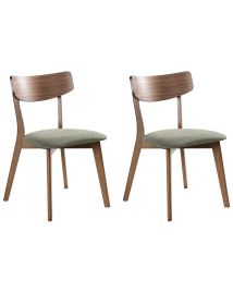 FLORLEIGH Wooden Dining Chairs - Set of 2 - Dark Brown with Green
