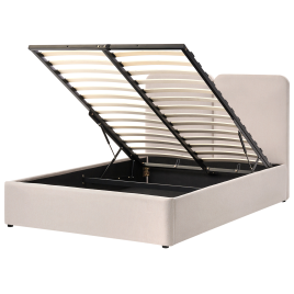 ARBOISA Double Fabric Ottoman Storage Bedframe - Beige