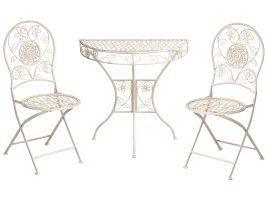 ENSLOW Metal Garden Bistro Set - Light Beige