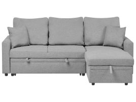 GRIMDON Faux Linen 3 Seater L Shaped Corner Sofabed - Grey, Right Hand Facing