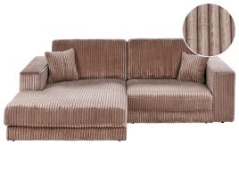 TOFOLEN Jumbo Cord 3 Seater L Shaped Corner Sofa - Light Brown, Left Hand Facing