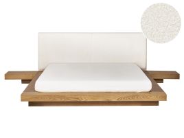 KEWI Bedframe Boucle 160 x 200cm EU Kingsize Bed Natural Ash Wood