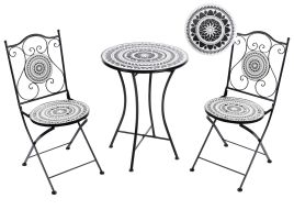 CSMIOO Bistro Set Folding Metal Black/ White