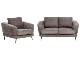 NEWHAVENLEIGH Chenille Fabric 2 Seater and Armchair Sofa Set - Taupe