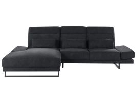 Right Hand Fabric Corner Sofa Black IKAST