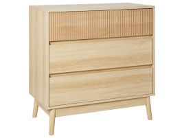 LEUS Oak Finish Chest of Drawers - Medium-sized, 3 Drawers