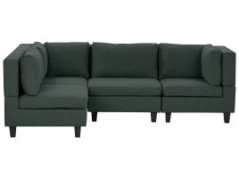 4 Seater Right Hand Modular Fabric Corner Sofa Dark Green UNSTAD