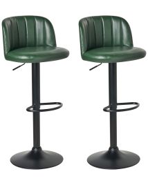 GILDENMERE Faux Leather Swivel Bar Stools Set of 2 - Green