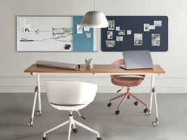 FEXUFA Foldable Office Desk - Brown and White, 180cm