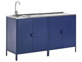 VLIAMA 2 Piece Outdoor Kitchen Set with Sink Metal 2 Cabinet Blue