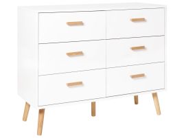 NEDSON White Chest of Drawers - Medium-sized, 6 Drawers, Double