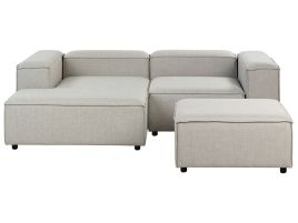 Right Hand 3 Seater Modular Fabric Corner Sofa with Ottoman Light Grey ARDAL