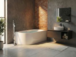 CEPARO Corner Bath Tub Left Hand - White