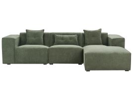Left Hand Chenille Corner Sofa Dark Green DOLVA
