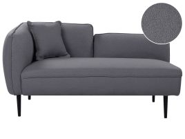 Left Hand Boucle Chaise Lounge Dark Grey CHEVANNES