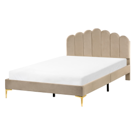 LORYN Double Velvet Bedframe - Taupe