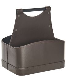 Faux Leather Basket Dark Brown URUK