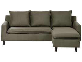 Left Hand Fabric Corner Sofa Dark Green ELVENES